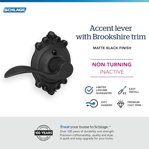 Image of Schlage F170 Acc 622 BRK, One Sided Non Turning LH, Matte Black