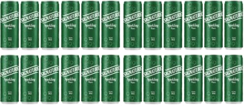 Image of SIGNATURE Sparkling Water - Premium Carbonated Water | No Sugar, No Calories | Refreshing Fizzy Drink | 300ml Can (Pack Of 24)