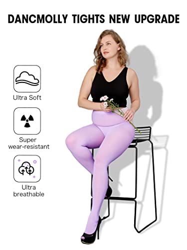 Image of DancMolly Plus Size Tights for Women, Control Top Semi Opaque Nylon Pantyhose High Waist