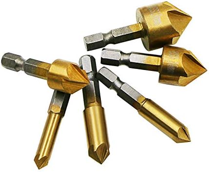 DEVENTORZ Countersink Drill Bit, Countersink Drill Bit Set with 82 Degree Center Countersink Bits for Wood Quick Change Bit 6mm - 19mm 6 Pcs