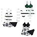 Kids 3 Piece Front Cross Swimsuit Girls Cute Fashion Bikini Bathing Suit Comfy Palm Tree Print Tummy Control Swimwear (Black, 7-8 Years)