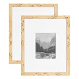 Kate and Laurel Burlock Transitional Faux Burlwood Picture Frame Set of 2, 16 x 20 matted to 8 x 10, Natural, Modern Two-Piece Burlwood Frame Set for Gallery Wall Decor for Living Room