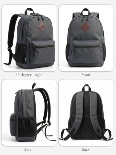 DKVULT Grey Backpack for Women Men, Casual School Backpack Teen Boys and Girls,15.6 Inch Laptop Bookbag for College High School Teenage Back to School Gifts — view 6