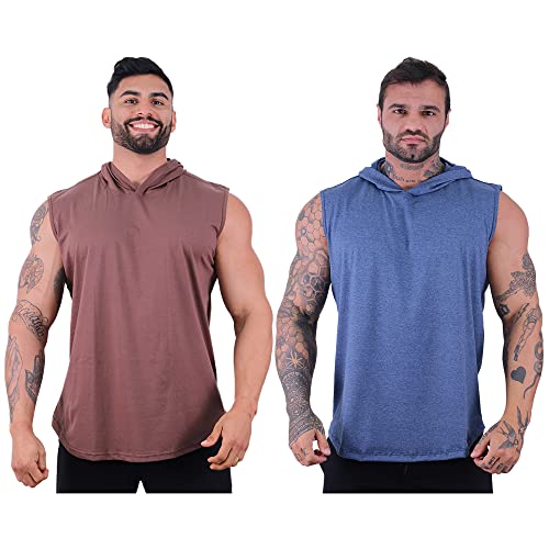 Kit 2 Regatas Com Touca Longline Masculina MXD Conceito Cores Lisas Academia Treino Musculação Sem E