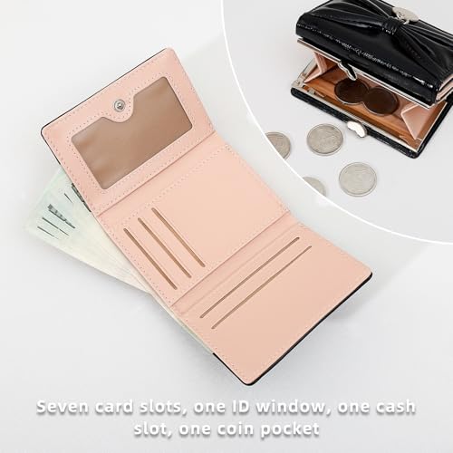 Wallet Women, Bow Trifold Wallets, Small Cute Coin Purse for Woman, Coquette Credit Card Holder and Cash Bag for Ladies (Black)4