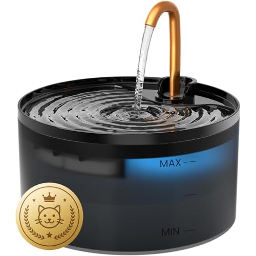 Cat Water Fountain, 71oz/2.1L Cat Fountain for Drinking with Copper Faucet, MISFANS-Designed Pump & Filter, Plastic Automatic Pet Water Fountain Bowl & Dispenser with 3-Pack Replaceable Filt