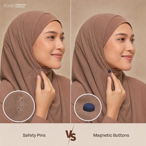 Image of NODE Hijab Magnets | Magnetic Hijab Pins for Women | Strong Hold Hijab Magnet for Scarves | Pinless & Painless Magnetic Pins for Hijab | No Snag, Stylish & Multi-Use | Durable & Lightweight