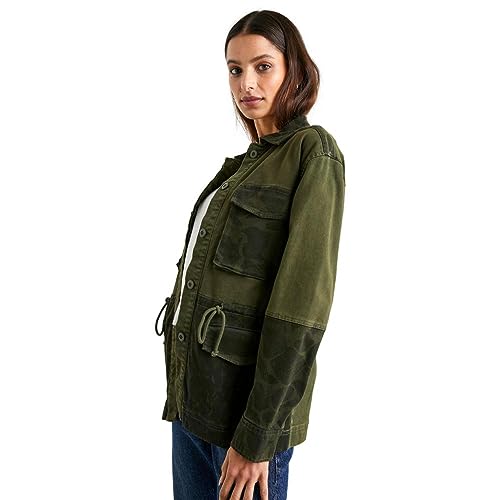 Rails Womens Evan Camouflage Collar Denim Jacket Green S3