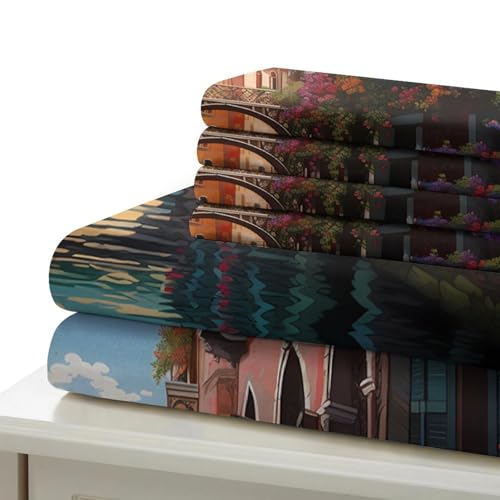 Housse de couette Venise 3D parure de lit microfibre douce single - 7
