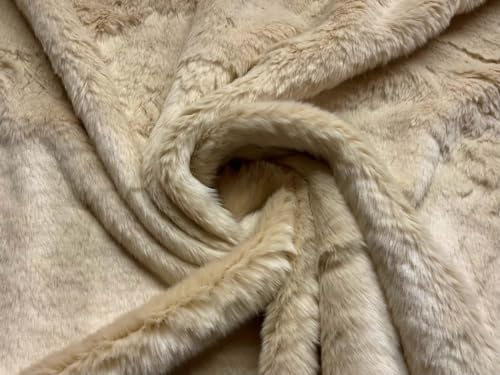 Tissu en fausse fourrure de luxe crème 10 m sans perte de poils pour plaid et tapis