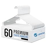 Jersow White Plastic Hangers - 60 Pack, Clothing Hangers Plastic Durable Tubular Shirt Hangers Coat