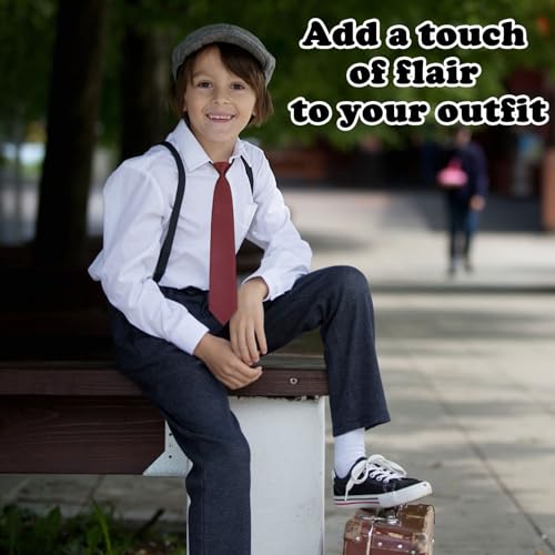 Boys Tie, Pre-tied Kids Tie Adjustable Ties for Boys Solid Color Clip on Ties for Boys School/Graduation/Wedding3