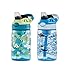 Contigo Aubrey Kids Water Bottle, 2-Pack, 14oz, Dinos & Sharks, Spill-Proof Lid, Dishwasher Safe, Blue & Green