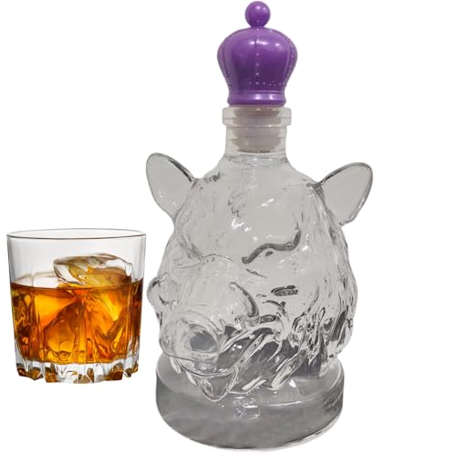 Jarra de cristal,Jabalí Arte Estatua Whisky Garrafa | Decoración del Hogar Coleccionable Para Bourbon Brandy Vodka Bebidas Cena Hombres Familia Restaurante Salón Camarero