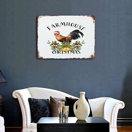 Wodevor Country Farm Animal Rooster Aluminum Sign Metal Signs Vintage Farmhouse Christmas Farm Animal Rooster Tin Plaque Plate Retro Vintage Man Cave Decor 12"X16" #TOP2