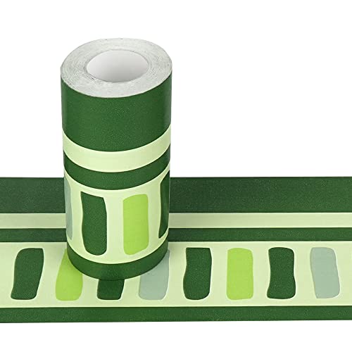 Yifasy Wallpaper Border Self Adhesive Pvc Tiles Sticker Easy Use Bathroom Kitchen Wall Decor Green Stripes #TOP24