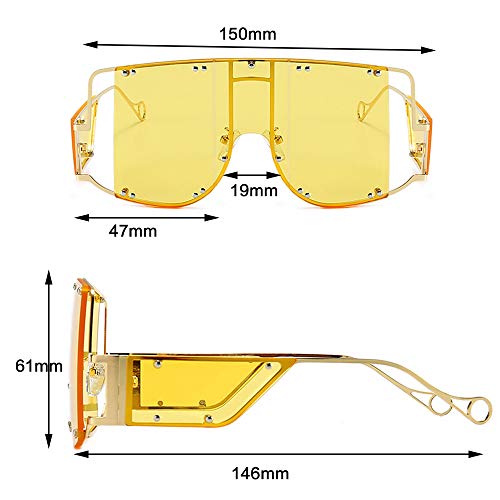 Image of COTIA /Fashion Square Sunglasses Women New Oversized Mirror Men Shades Glasses Luxury Brand Metal Rivet Fashion Female Eyewear