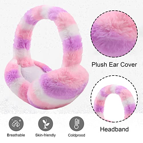 Yuoahcn Toddler Kids Winter Earmuffs Girl Warm Ear Muffs Baby Girls Plush Ear Warmers Cute Ear Covers Headband 3-8Y (Pink Purple) #TOP1