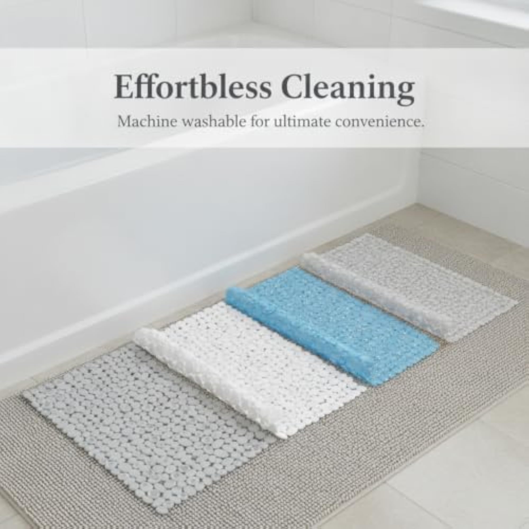 Pebble Bath Mat with Suction Cups, Solid Gray, 88x40cm