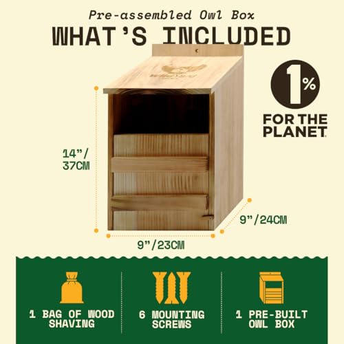 Owl House Real Wood - Easy to Hang - Prebuilt Owl Box for Outside - Houses Owls & Kestrels - Cedar S