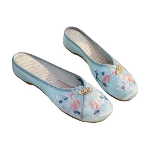 Chaussures de style chinois pour femme Hanfu et mules brodées confortables