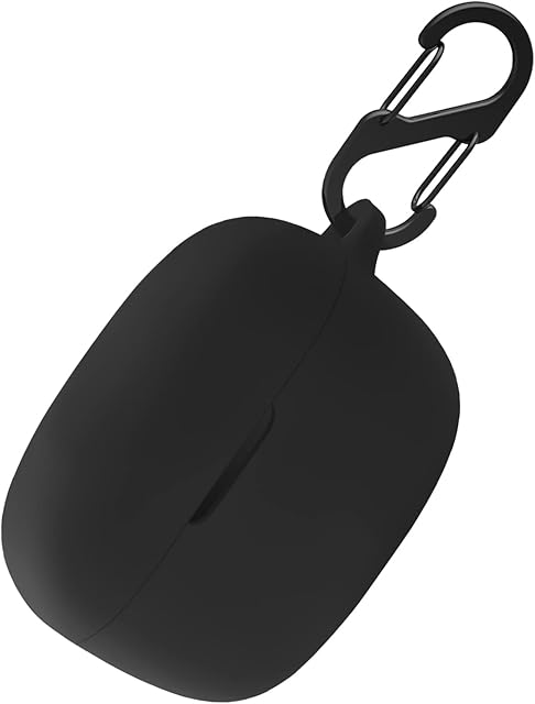 Aocar Silicone Carrying Case Compatible with JBL Wave 200TWS, Portable Scratch Shock Resistant Cover with Carabiner (Black)