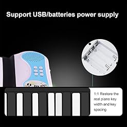 Roll Up Piano 49 Touches Flexible Éducatif Clavier Électrique Piano Haut-Parleur Intégré Et 8 Tons, Portable Silicone… – Image 4