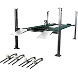 APlusLift HW-8SXLT 8000LB Extra Tall Extra Long Extra Wide 4-Post Portable Storage Service Car Lift with Aluminum Ramps / 36 Months Part Replacement