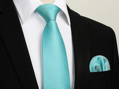 Image of HISDERN Polka Dot Ties for Men Classic Silk Ties and Pocket Square Formal Business Necktie Handkerchief Wedding Party