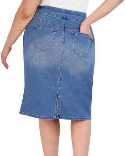 Pull On Knit Denim Skirt for Women w/Pockets & Comfort Waist Band www.denim.fit 6 Pull On Knit Denim Skirt for Women w/Pockets & Comfort Waist Band www.denim.fit 6