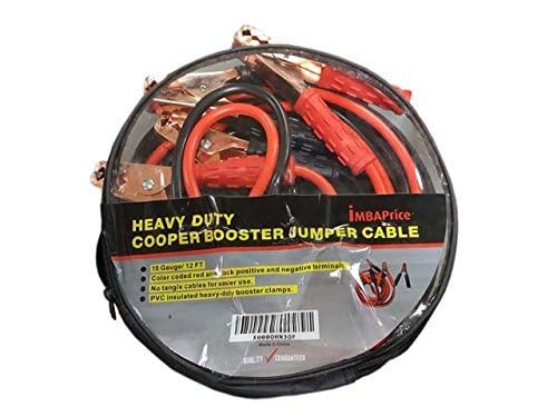 image for iMBAPrice Jump Starter Cable - 12 Feet Extra Long Heavy Duty 10 Gauge 