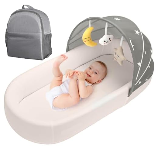 Portable Baby Bassinet- Travel Bassinet for Newborn and Infant, Suitable for Indoor & Outdoor Carry, Lightweight Foldable Washable, Portable Bassinet for Baby Travel, Portable Travel Bassinet, Grey