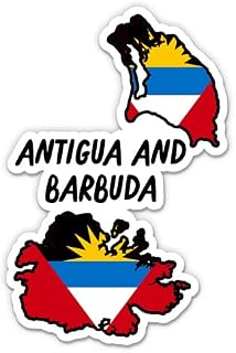 Squiddy Antigua and Barbuda Map with Flag - Vinyl Sticker - 7"