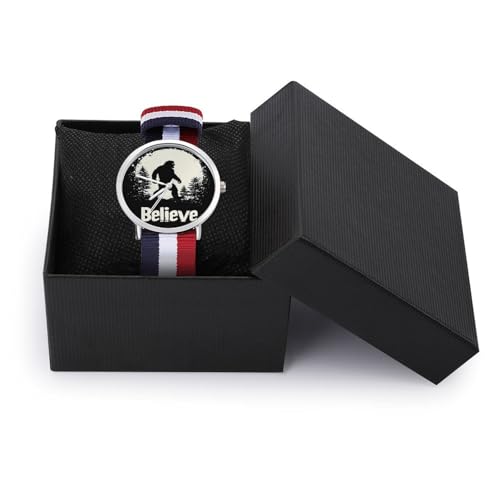 Bigfoot Believe Lässige Armbanduhr für Männer und Frauen, geflochtenes Armband, keine Skala, Drei- Zeiger- Handgelenk- Geschenk-3