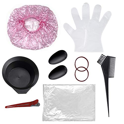 Hair Dye Coloring Set, Professional Hair Coloring Dyeing Kit Hair Tinting Tools/Hair Tinting Bowl,Dye Brush,Shawl,Ear Covers, Gloves,Rubber Bands, Bathing Cap,Hair Clip