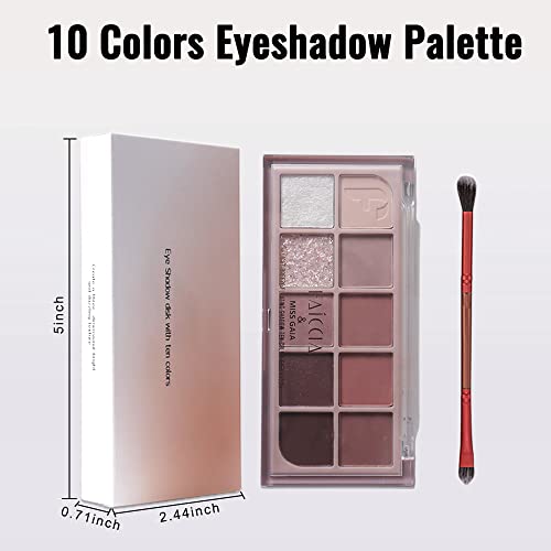 Erinde 10 Color Eyeshadow Palette Makeup - Matte Shimmer Glitter Eye Shadow, Ultra-Blendable, High Pigmented, Naturing-Looking, Neutral Nude Eyeshadow Palette With Brush, Smoke Purple Rose #TOP6