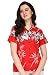 Alvish Hawaiian Shirt 35W Women Bamboo Tree Print Aloha Beach Top Blouse Red XL