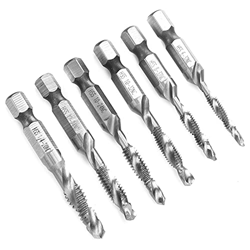 Generic Tippen Sie auf Set, Tippen Sie auf und Sterben Set - auf die Standardschraubengewinde Kombiniert 6PCS -TAPS HSS HEX SEX SHANK TAPPING ÜBERBITT BITTERTELTER