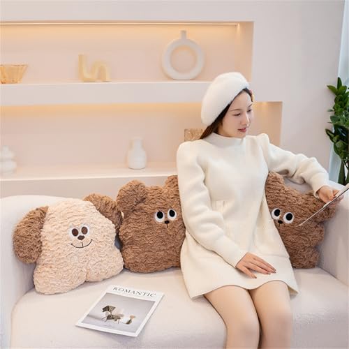 Ueiwffzo Kuschelkissen Hund/Bär 33cm Kreative Flauschige Kissen, Kinderkissen Bär Niedliches Plüschkissen, Sofakissen Kuscheltiere Kawaii Weiche Sofadekoration, Geschenke (Hund)