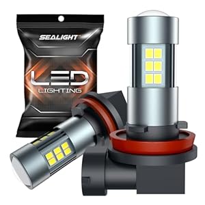 SEALIGHT H11 H8 H16 LED Fog Light Bulbs or DRL, Real 360° illumination Fog Bulbs, 6000K 400% Brightness Upgraded, H16 Front Fog Lamp,Non-polarity, Pack of 2, Plug&Play
