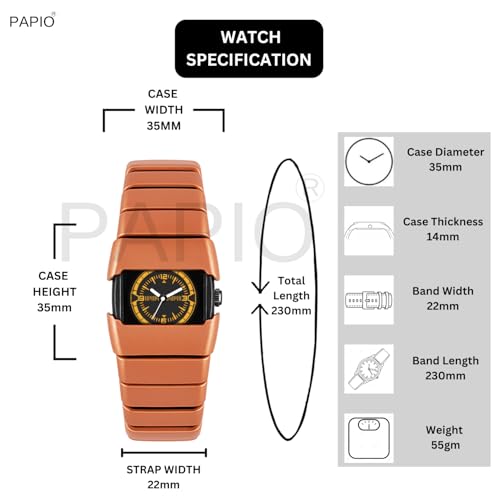 Image of PAPIO Stylish Rectangle Dial Analogue Watch | Premium Plastic Strap | Fashion Unisex Wrist Watch for Men, Boys, Women