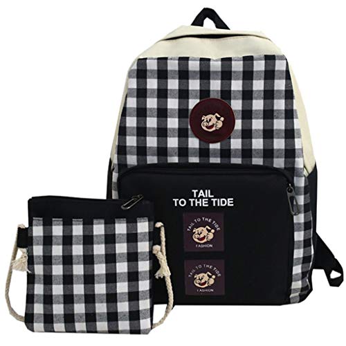 2 Piezas De Bolsos Casuales para JóVenes Color Liso Y Estampado Graffiti  Mochila Escolar