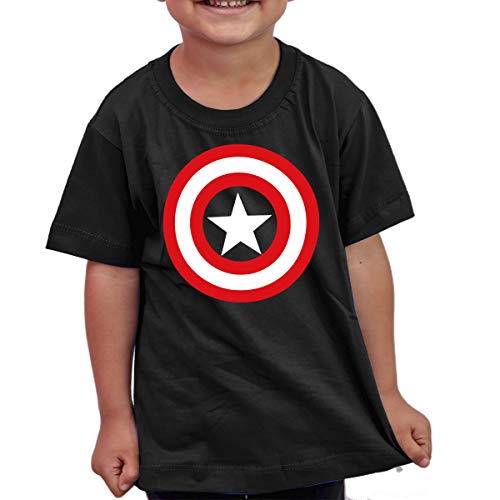 Camiseta Infantil Geek Anime Capitão América - Algodão Cor:Preto;Tamanho:10