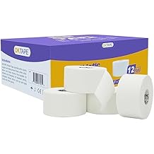 OK TAPE Athletic Sports Tape Bulk12-Rolls -180yds Very Strong Tape for Athlete & Sport Trainers & First Aid Injury Wrap, Perfect for Fingers Ankles Wrist on Bat, Hockey Stick - White
