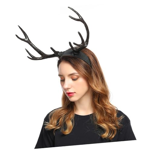 Serre-tête de Noël cornes de cerf noir pour coiffure thématique festive - 6