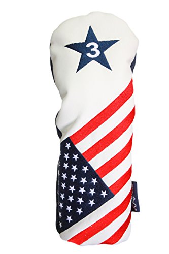 USA 3, 5, X Headcover Patriot Golf Vintage Retro Patriotic Fairway Wood Head Cover Fits All Modern Fairway Wood Clubs - Thumbnail 3