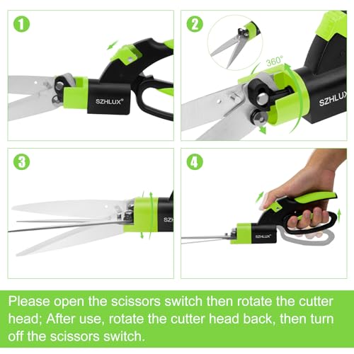 SZHLUX Grass Shears 360-Degree Swivel Blades, Ultra-Sharp Grass Cutter with 5’’ Stainless Steel Blades, Gardening Shears and Plant Cutting Scissors - Image 3