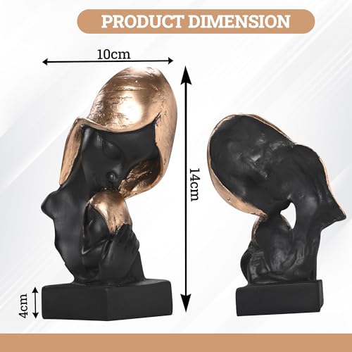 Image of Kuber Industries 4x6 Inch Mother Child Sculpture for House Warming Gift | Resin Mom & Baby Love Idol /Showpiece for Home DecorLiving Room /Desk | Black & Golden