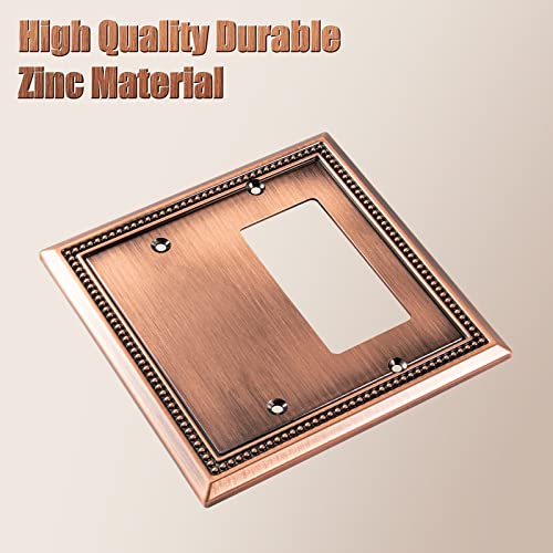 Image of Henne Bery Sunken Pearls Heavy Duty Decorative Wall Plate Switch Plate Outlet Cover (Blank /Decorator, Antique Copper)