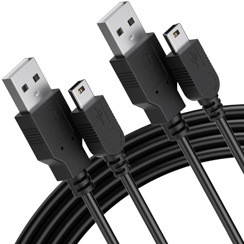 Meliya 2 Pack PS3 Controller Charging Cable, 3.3ft Replacement Mini USB Cable for Sony PS3/ PS3 Slim/PS Move Controllers, MP3 Player, TI84 Plus, Camera, Dash Cam, Garmin GPS, Hero 4/3+